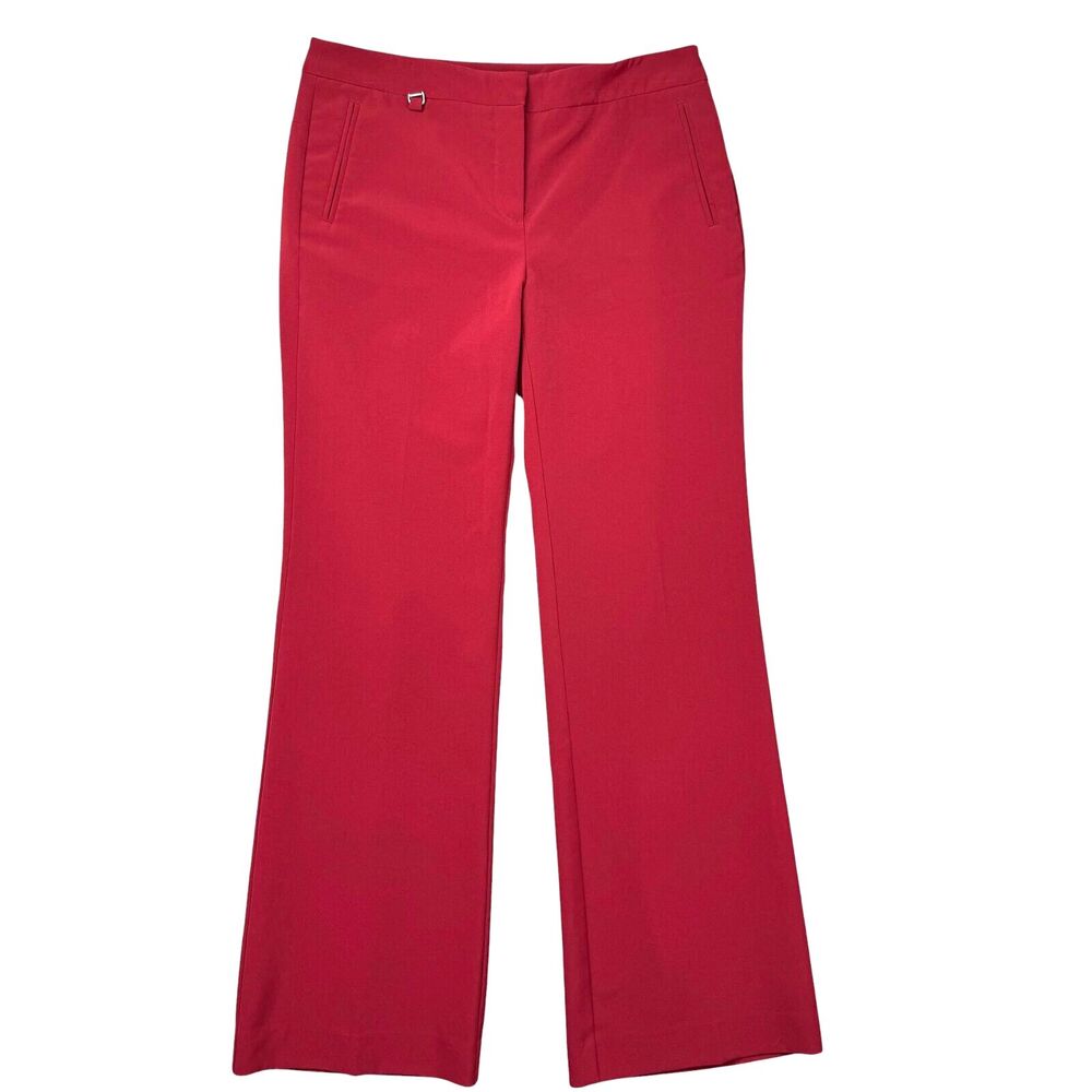 Adrianna Papell Pants Women's 8 Red Slim Fit Ankle Crop Trousers Lined Career